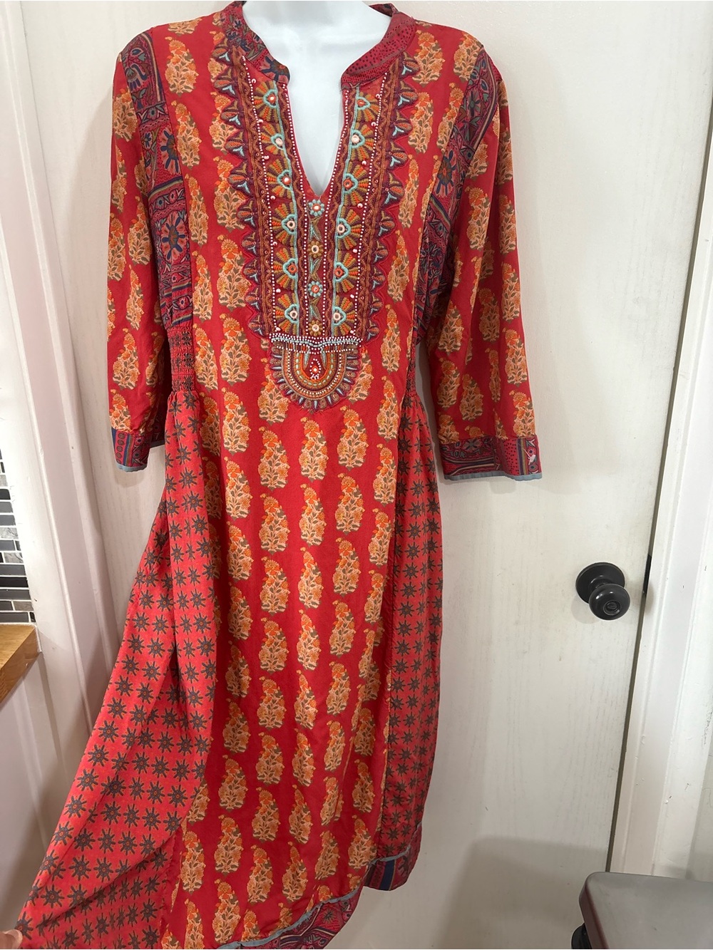 Bohemian Rust Paisley Print Maxi Dress - Picture 3 of 11
